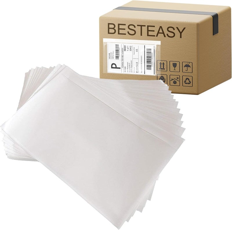 BESTEASY 6" x 9" Packing List Pouches, Strong Adhesive Plastic List Label Envelope, Clear Top Loading Packing List 200 Packs - Image 1